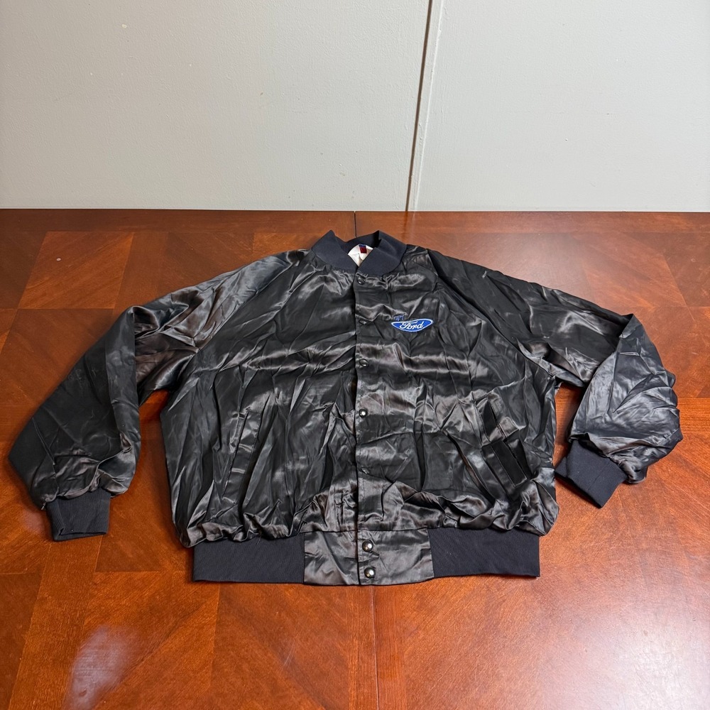 Vintage Ford Satin Bomber Jacket 2XL Made USA Quilted Westark